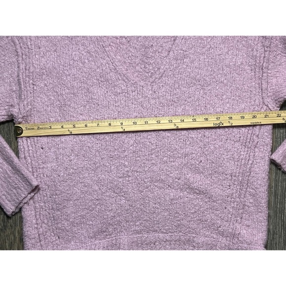 Free People Shaggy Fuzzy Knit Sweater Pullover Pink Purple Size Small Alpaca ** - Picture 7 of 9